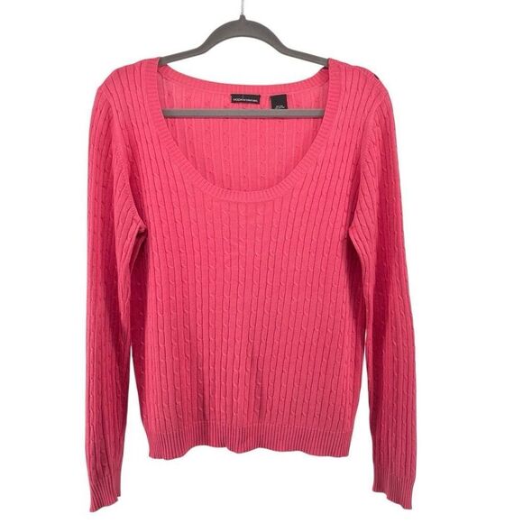 Moda International Women’s Pink Silk Cotton Cable Knit Pullover Sweater XL - Picture 11 of 11